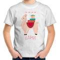 Fa La La La Llama, Christmas - Kids Youth T-Shirt White Kids Christmas T-shirt Christmas Printed In Australia
