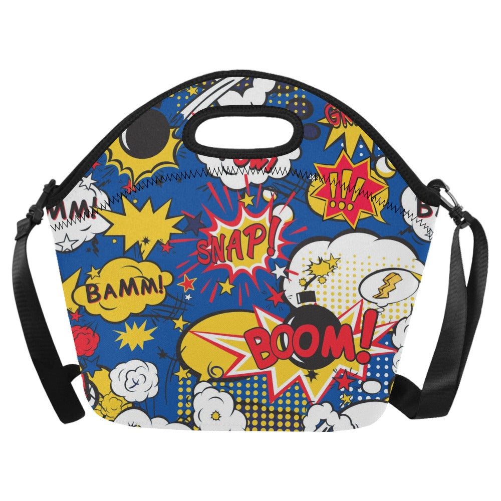 Blue Comic Book - Neoprene Lunch Bag One Size Neoprene Lunch Bag Printed Offshore