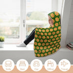 Yellow Flowers On Green Kids Hooded Blanket 100cm x 130cm