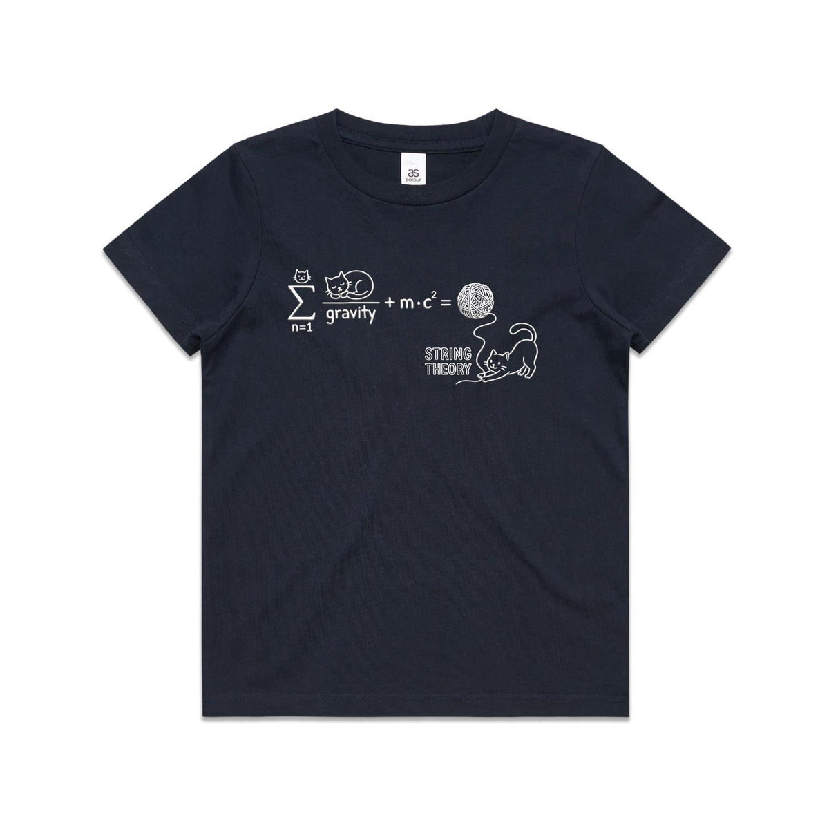Cat String Theory Physics Kids AS Colour T-shirt