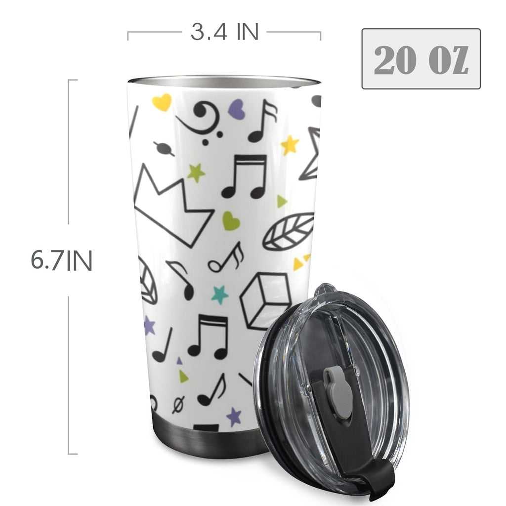 Music Time - 20oz Mobile Tumbler with Lid (Black Lock) 20oz Travel Mug Music Printed Offshore