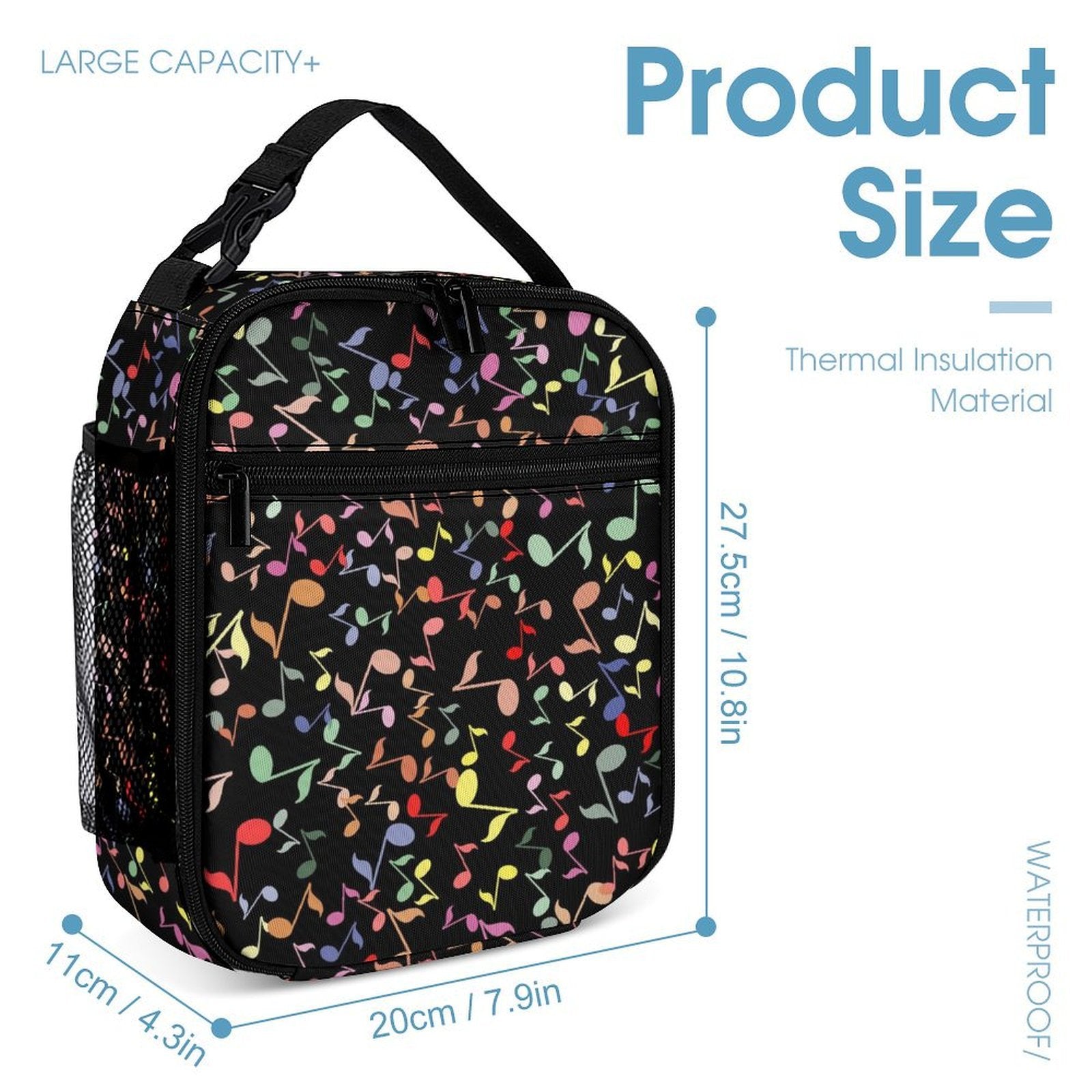 Quavers, Colourful Music Notes Backpack, Lunch Bag & Pencil Case Set