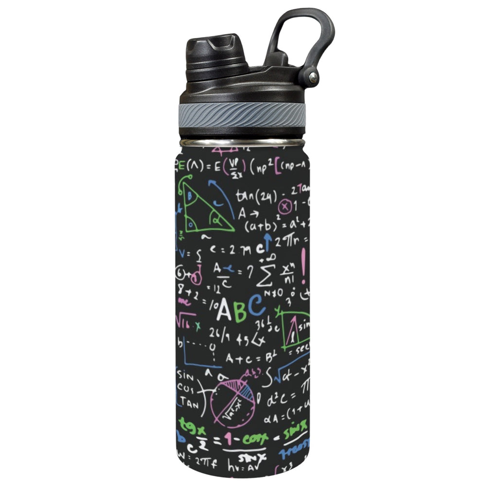 Equations In Green And Pink - Insulated Water Bottle with Dual-Use Lid (18oz) One Size Insulated Water Bottle with Dual-Use Lid (18oz) Maths Printed Offshore Science