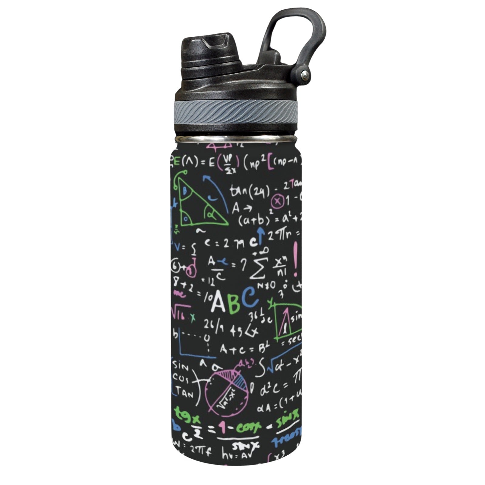 Equations In Green And Pink - Insulated Water Bottle with Dual-Use Lid (18oz) One Size Insulated Water Bottle with Dual-Use Lid (18oz) Maths Printed Offshore Science
