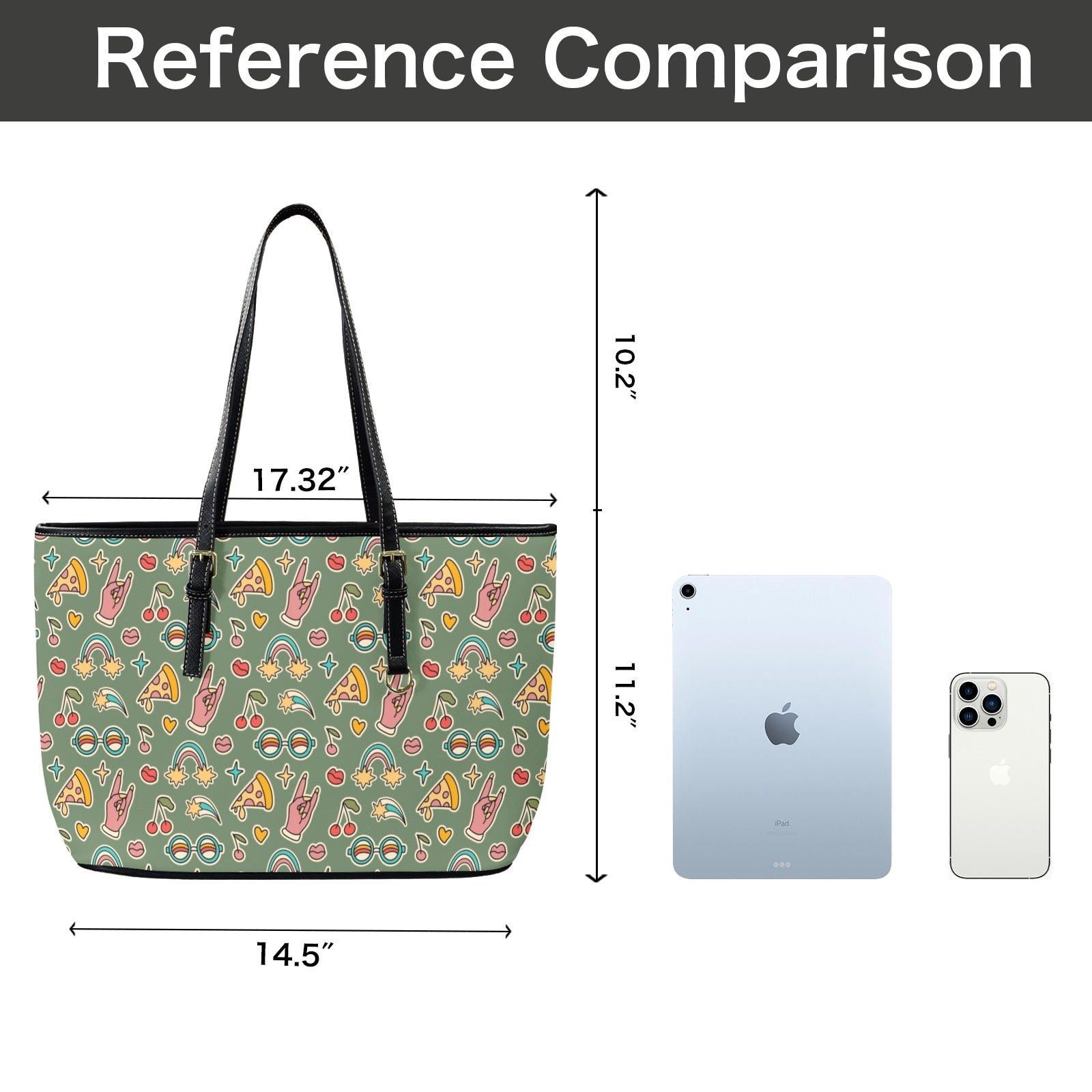 Groovy Retro PU Leather Tote Bag Large