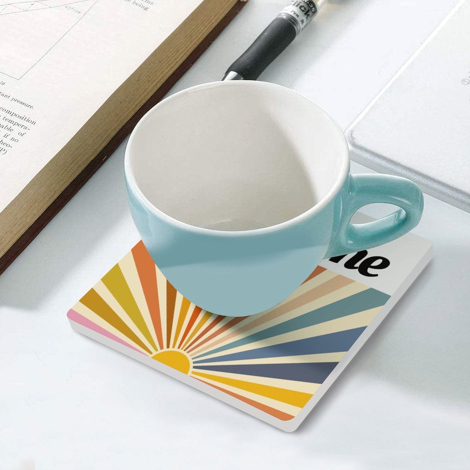 Cup Of Sunshine - Ceramic Coasters (Square) Ceramic Coasters Printed Offshore
