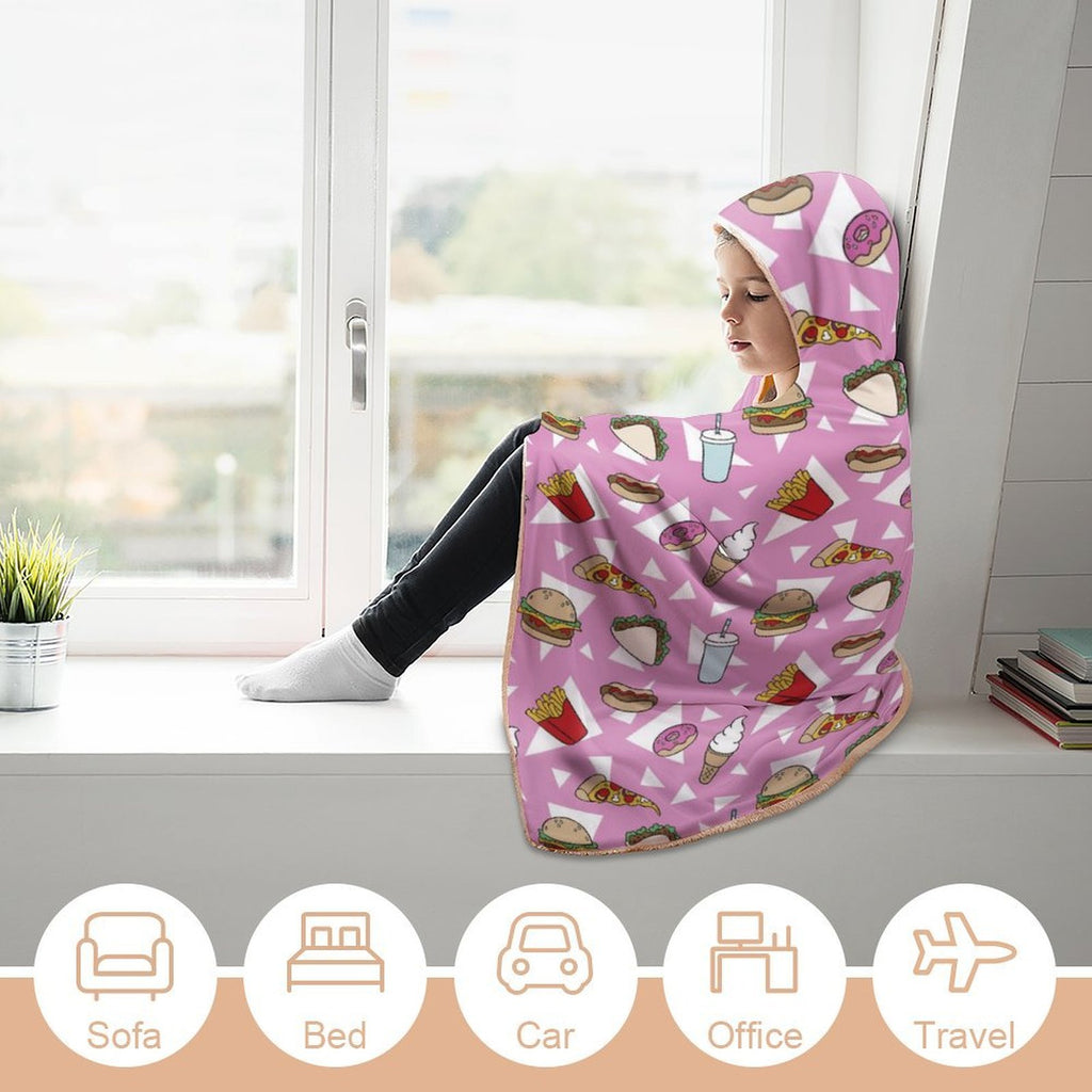 Fast Food Kids Hooded Blanket 100cm x 130cm Kids Hooded Blanket Food Printed Offshore