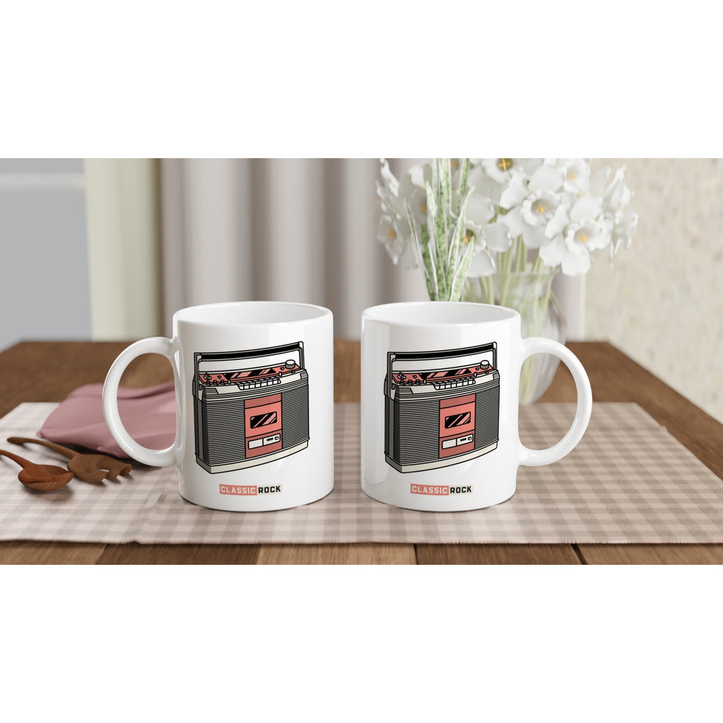 Classic Rock, Cassette Player - White 11oz Ceramic Mug White 11oz Mug Globally Fulfilled Music Retro