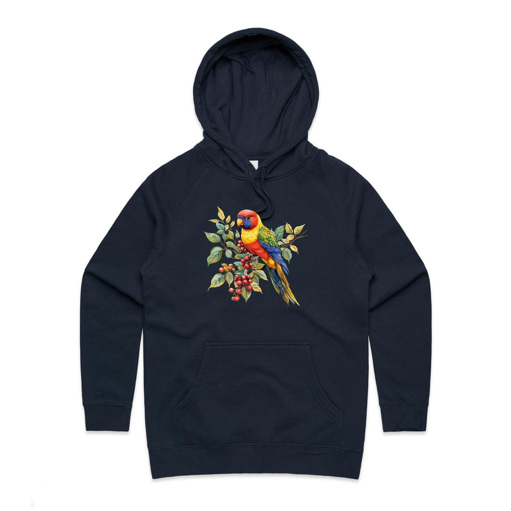 Lorikeet - Womens Hoodie Navy Womens Hoodie animal Printed In Australia