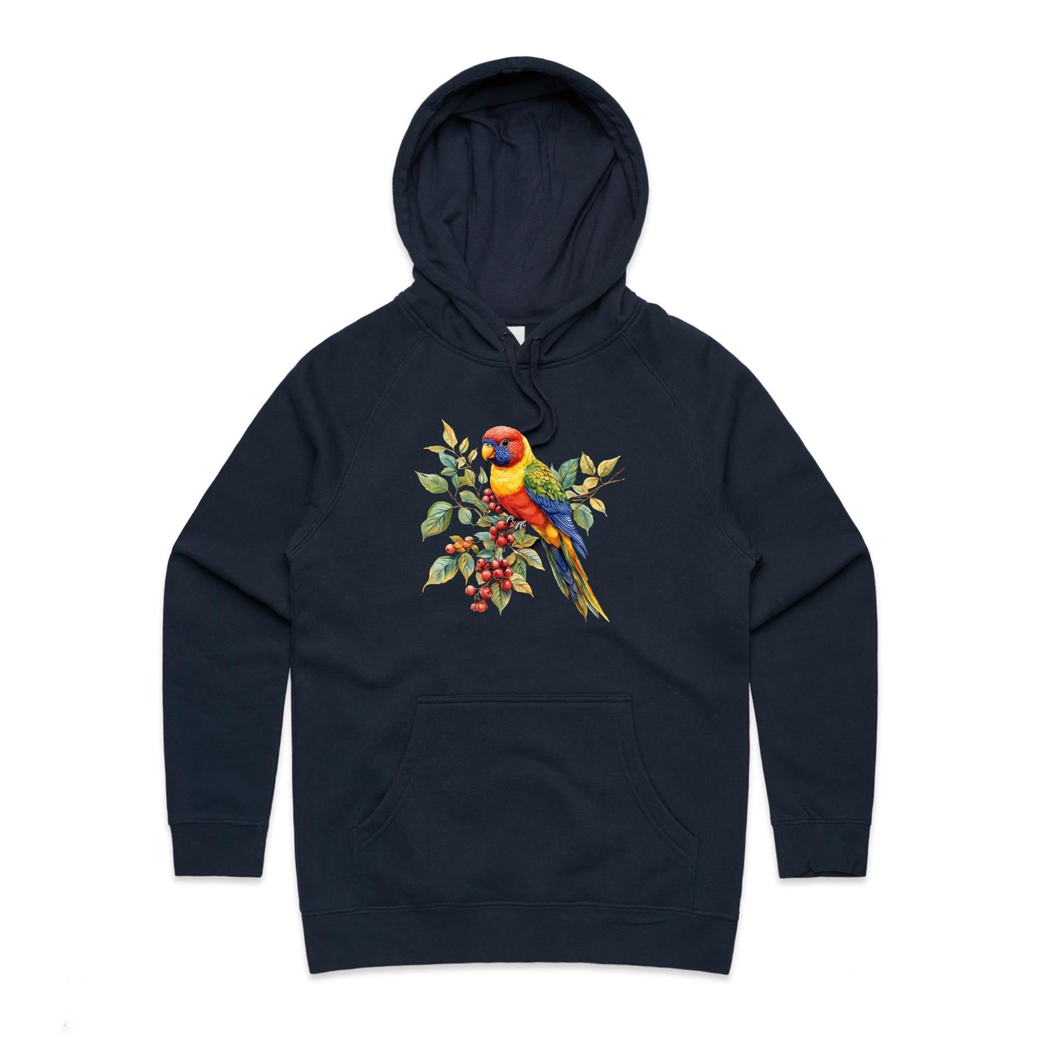 Lorikeet - Womens Hoodie Navy Womens Hoodie animal Printed In Australia