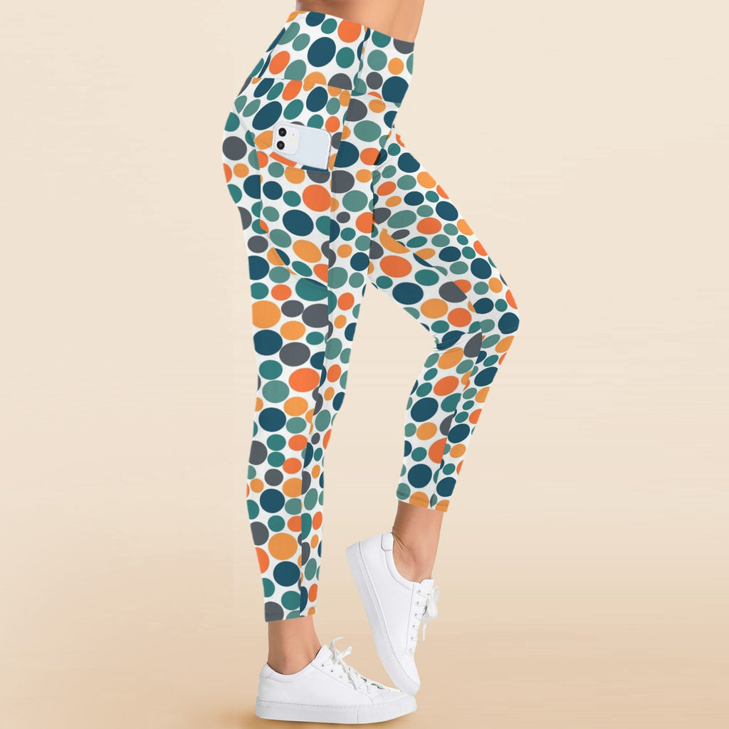Polka Dots - Women's High Waist Pockets Yoga Leggings