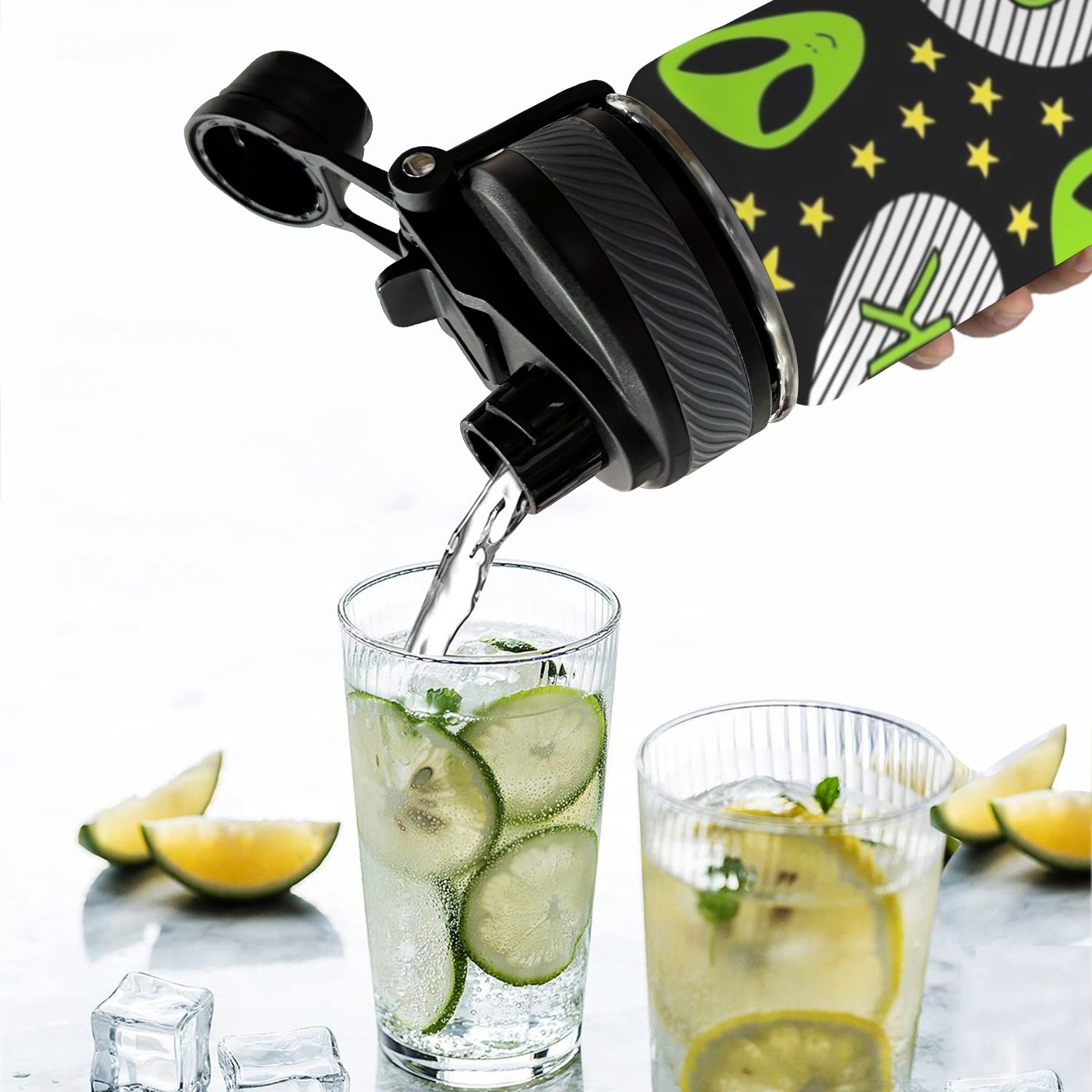 Alien OK - Insulated Water Bottle with Dual-Use Lid (18oz) Insulated Water Bottle with Dual-Use Lid (18oz) Printed Offshore Sci Fi