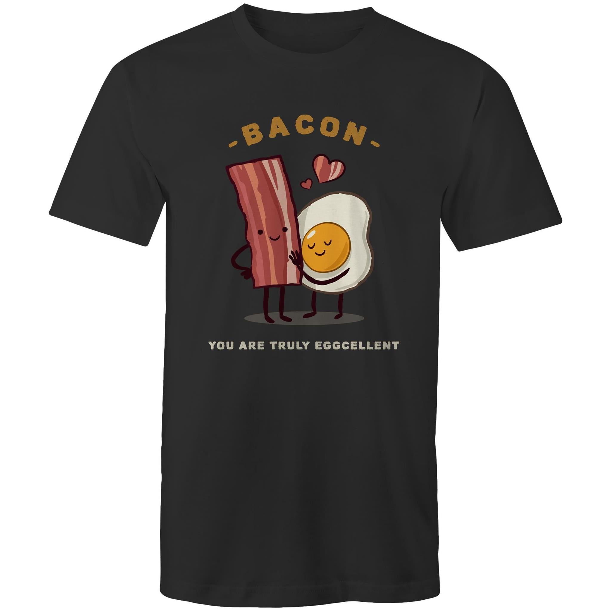 Bacon, You Are Truly Egg-cellent - Mens T-Shirt Black Mens T-shirt Food Printed In Australia
