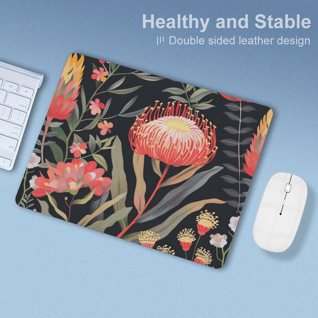 Waratah Leather Mouse Pad Leather Mouse Pad Plants Printed Offshore