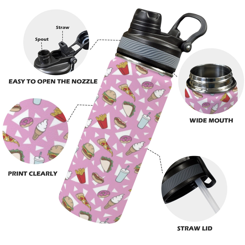 Fast Food - Insulated Water Bottle with Dual-Use Lid (18oz) Insulated Water Bottle with Dual-Use Lid (18oz) Food Printed Offshore