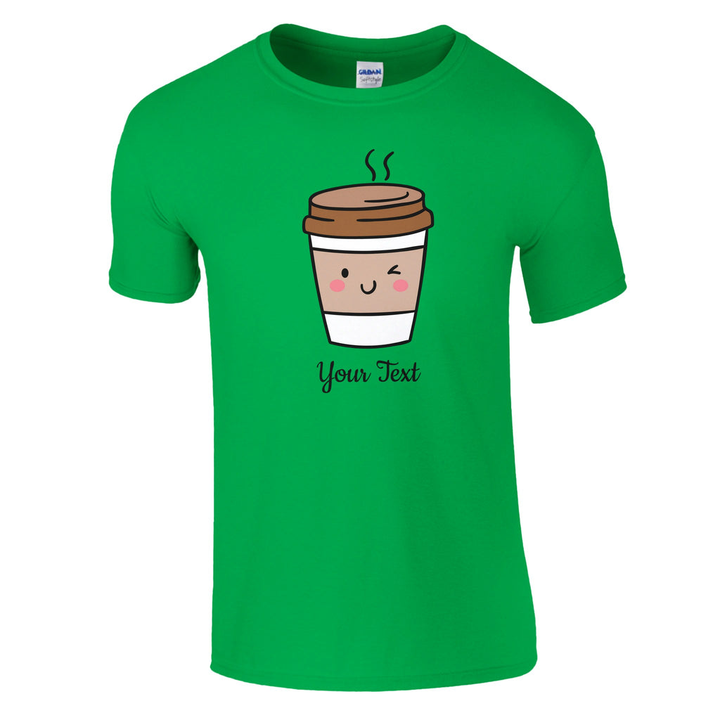 Personalised - Coffee Characters - Classic Unisex Crewneck T-shirt Irish Green Personalised T-shirt Coffee Customise Globally Fulfilled Personalise