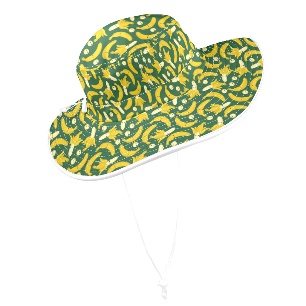 Happy Bananas Wide Brim Bucket Hat Wide Brim Bucket Hat Food Printed Offshore