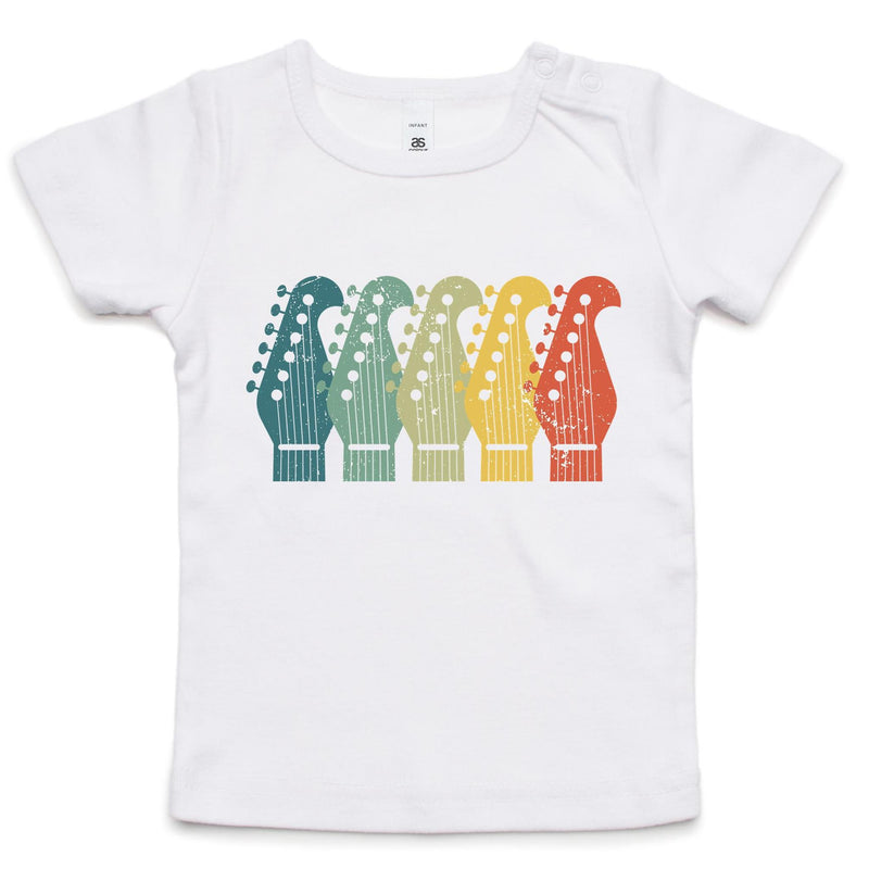 Guitar Headstocks - Baby T-shirt White Baby T-shirt Music Printed In Australia