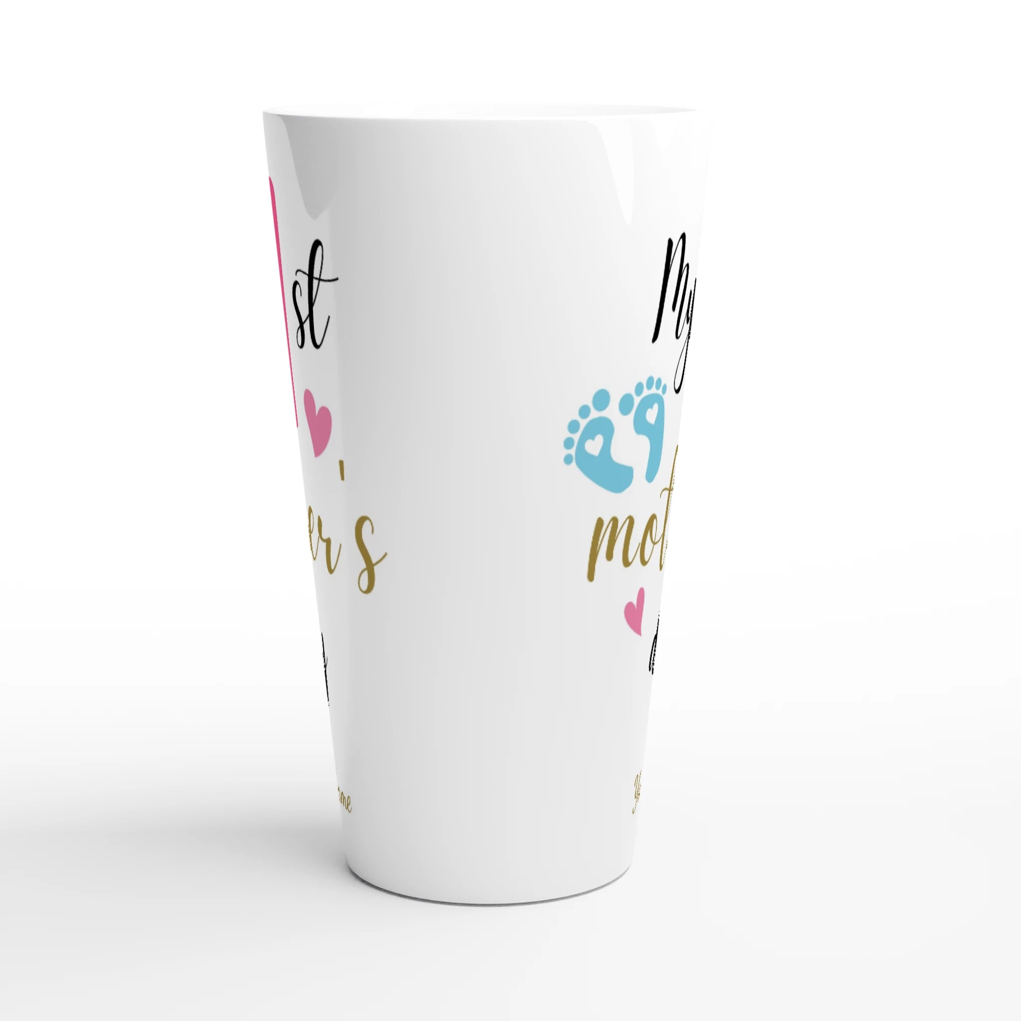 Personalised - My First Mother's Day - White Latte 17oz Ceramic Mug Personalised Latte Mug customise Globally Fulfilled Mum personalise