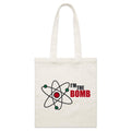 Atom, I'm The Bomb Parcel Canvas Tote Bag Default Title Small Tote Bag Printed In Australia Science