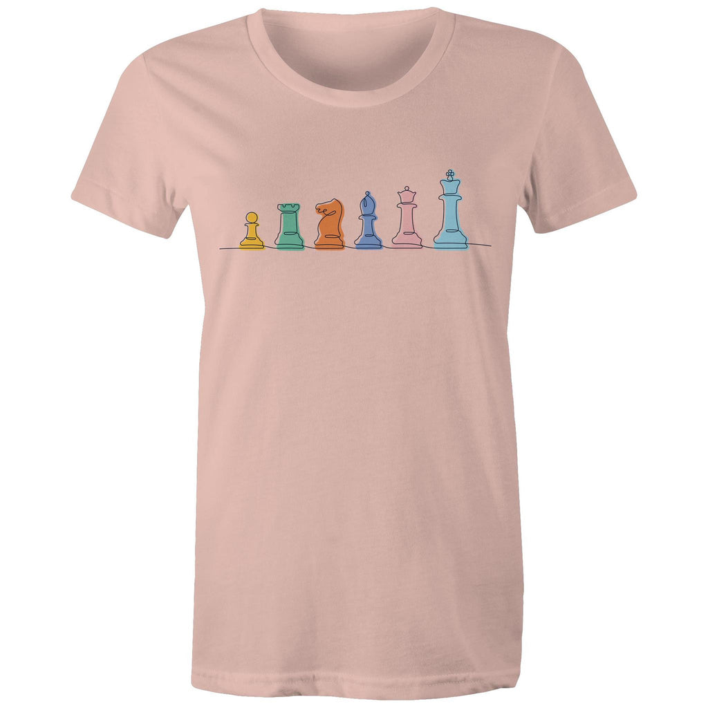 Chess - Womens T-shirt Pale Pink Womens T-shirt Chess Games Printed In Australia