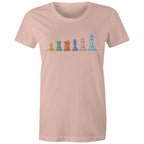 Chess - Womens T-shirt Pale Pink Womens T-shirt Chess Games Printed In Australia