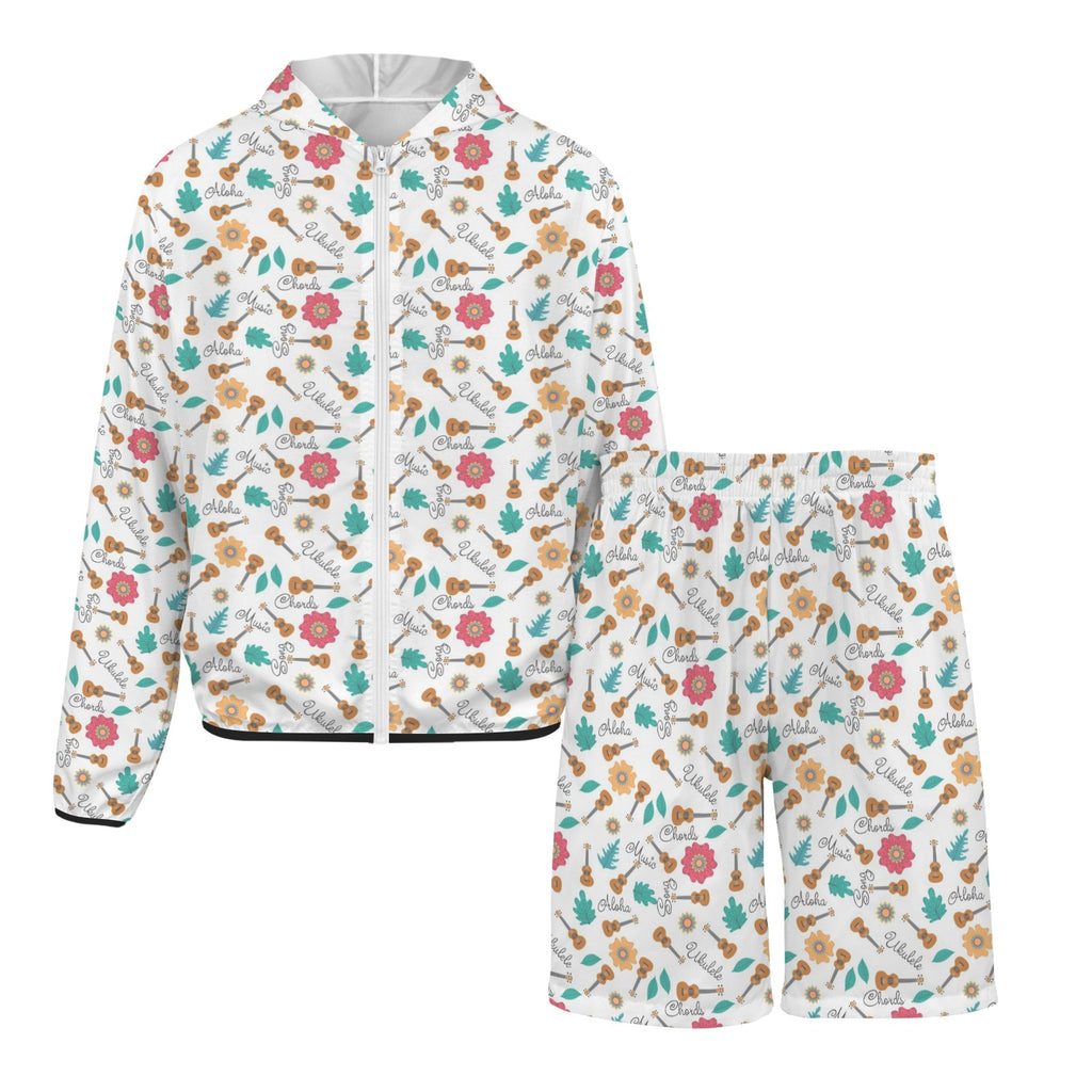 Ukulele Men's Lightweight Sun Hoodie & Shorts Set Men's Lightweight Sun Hoodie & Shorts Music Printed Offshore