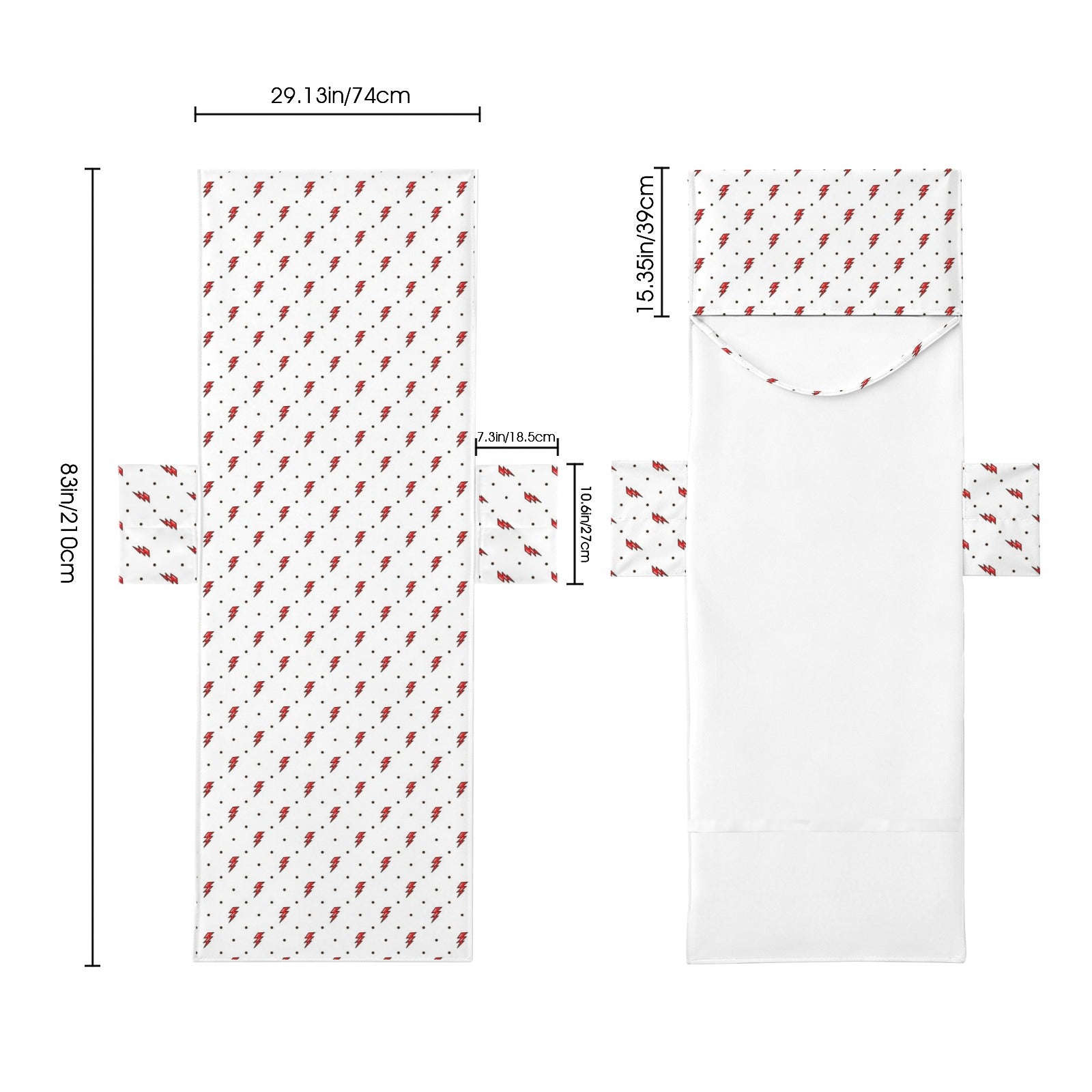 Red Lightning Beach Chair Towel Cover with Side Pockets