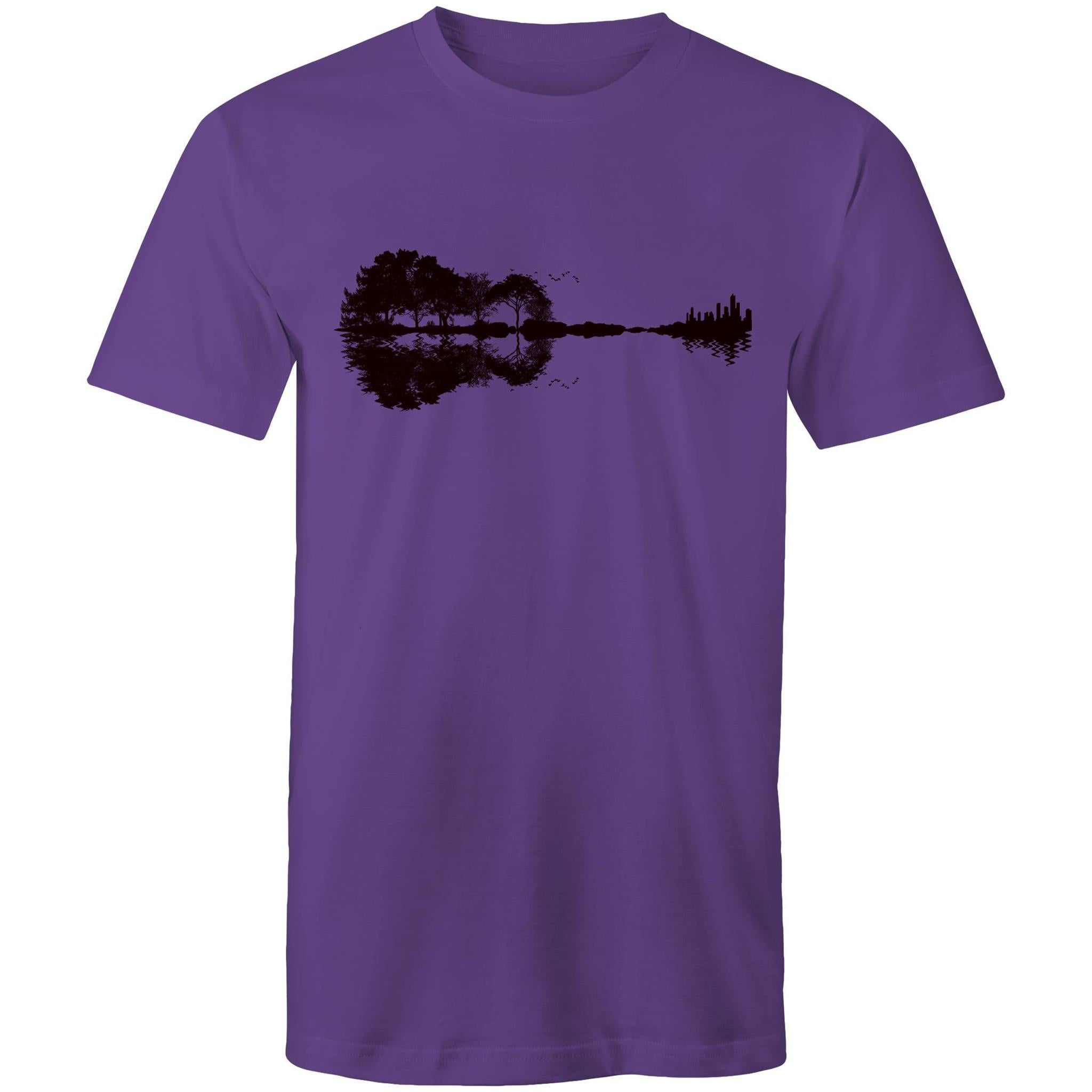 Guitar Reflection - Mens T-Shirt Purple Mens T-shirt Music Printed In Australia