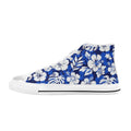 Blue Hawaiian Floral - Women's High Top Canvas Shoes US12 Womens Classic High Top Shoes Plants Printed Offshore