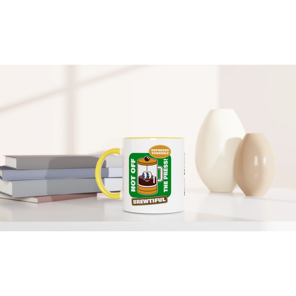Personalised - Brewtiful, Espresso Yourself - White 11oz Ceramic Mug with Colour Inside Personalised 11oz Mug Coffee customise Globally Fulfilled personalise