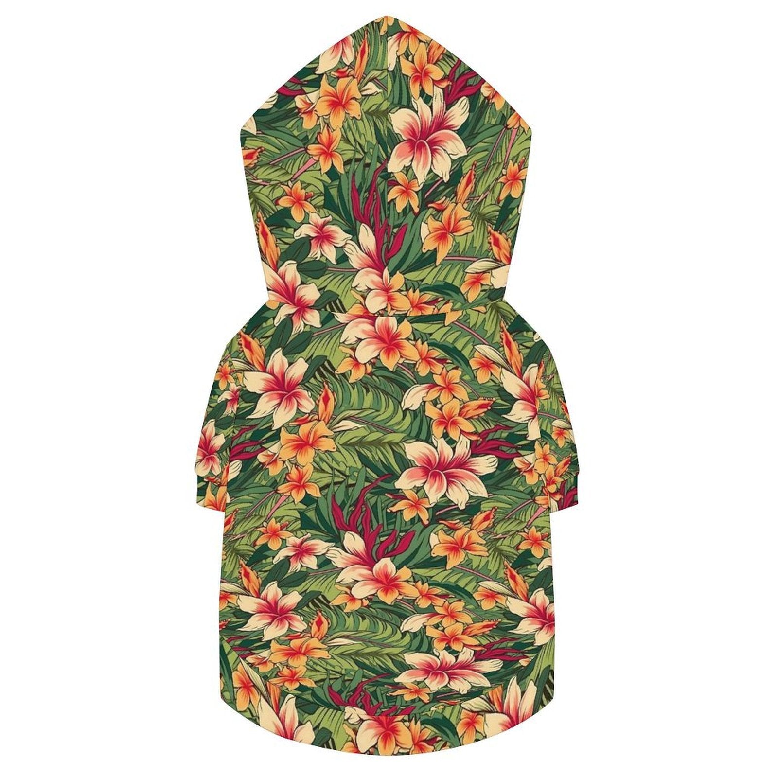 Retro Hawaiian Floral Pet Hoodie (Large Size)