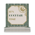 It's Cocktail Time - Ceramic Coasters (Square) white Ceramic Coasters Printed Offshore