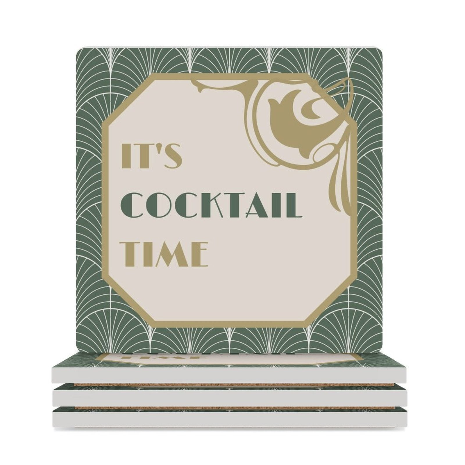 It's Cocktail Time - Ceramic Coasters (Square) white Ceramic Coasters Printed Offshore