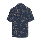 Gold Flowers On Navy - Mens Hawaiian Shirt