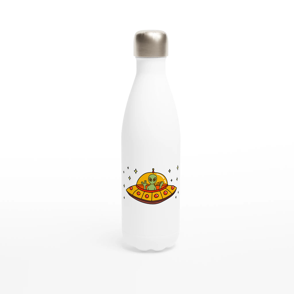 Alien Pizza - White 17oz Stainless Steel Water Bottle Default Title White Water Bottle Food Globally Fulfilled Sci Fi
