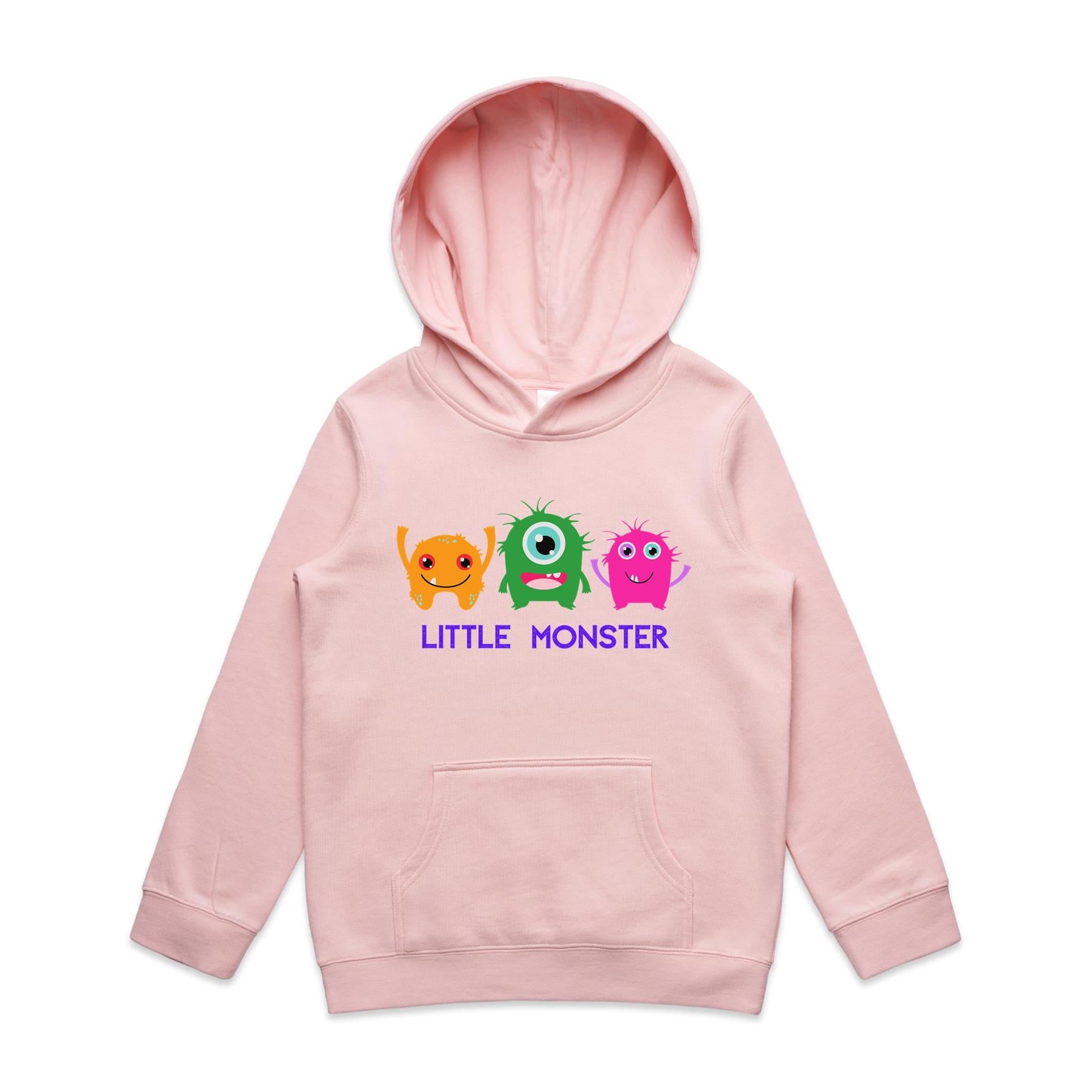 Little Monster - Kids Hoodie Pink Kids Hoodie Printed In Australia