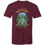 Be One With Nature, Skeletons - Mens T-Shirt Burgundy Mens T-shirt Environment Printed In Australia