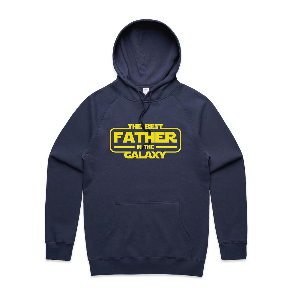 The Best Father In The Galaxy - Mens Hoodie Midnight Blue Mens Hoodie Dad Printed In Australia
