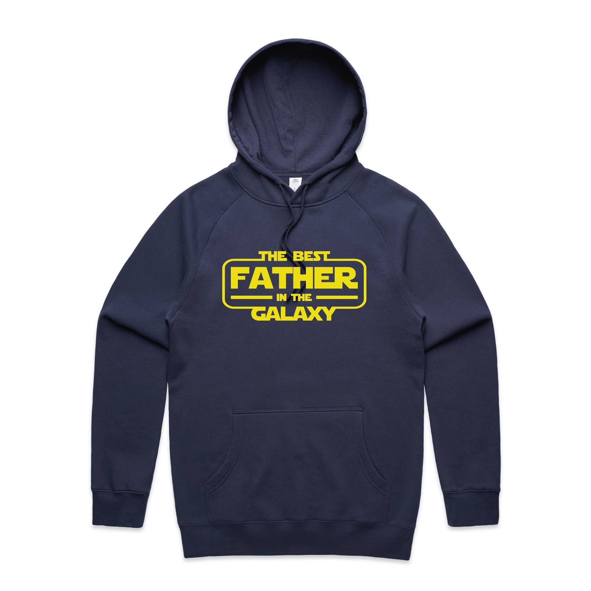 The Best Father In The Galaxy - Mens Hoodie Midnight Blue Mens Hoodie Dad Printed In Australia