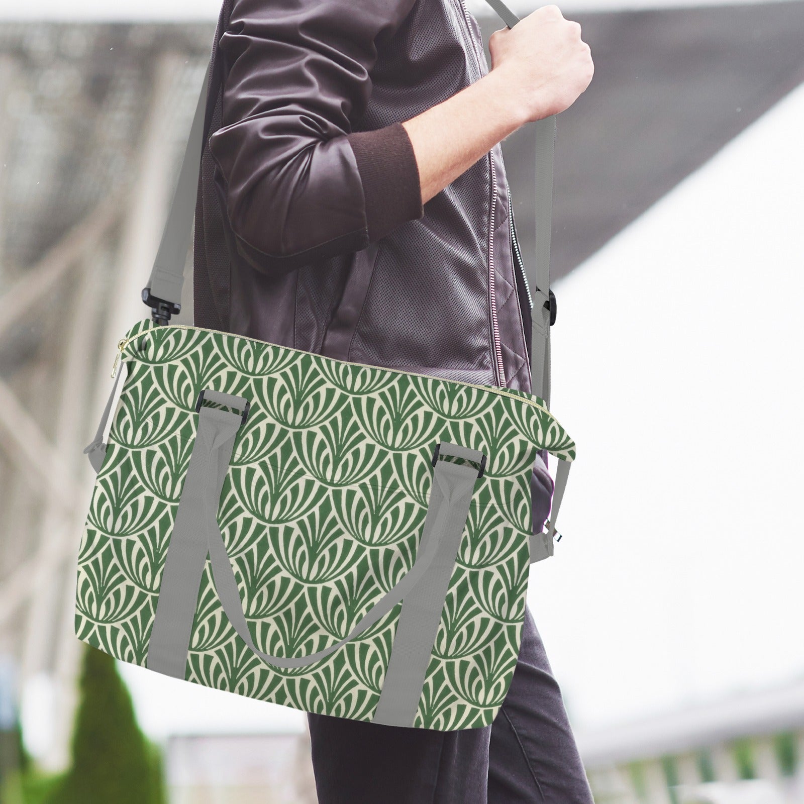 Green Pattern Duffle Bag-Simple (Model 1715) Duffle Bag-Simple (1715)