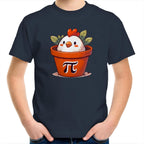 Chicken Pot Pi - Kids Youth T-Shirt Navy Kids Youth T-shirt animal Maths Printed In Australia
