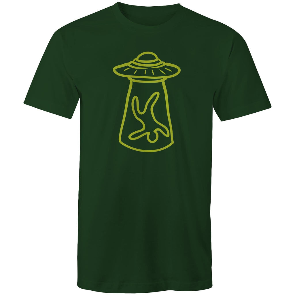 Alien Abduction - Mens T-Shirt Forest Green Mens T-shirt Printed In Australia Sci Fi