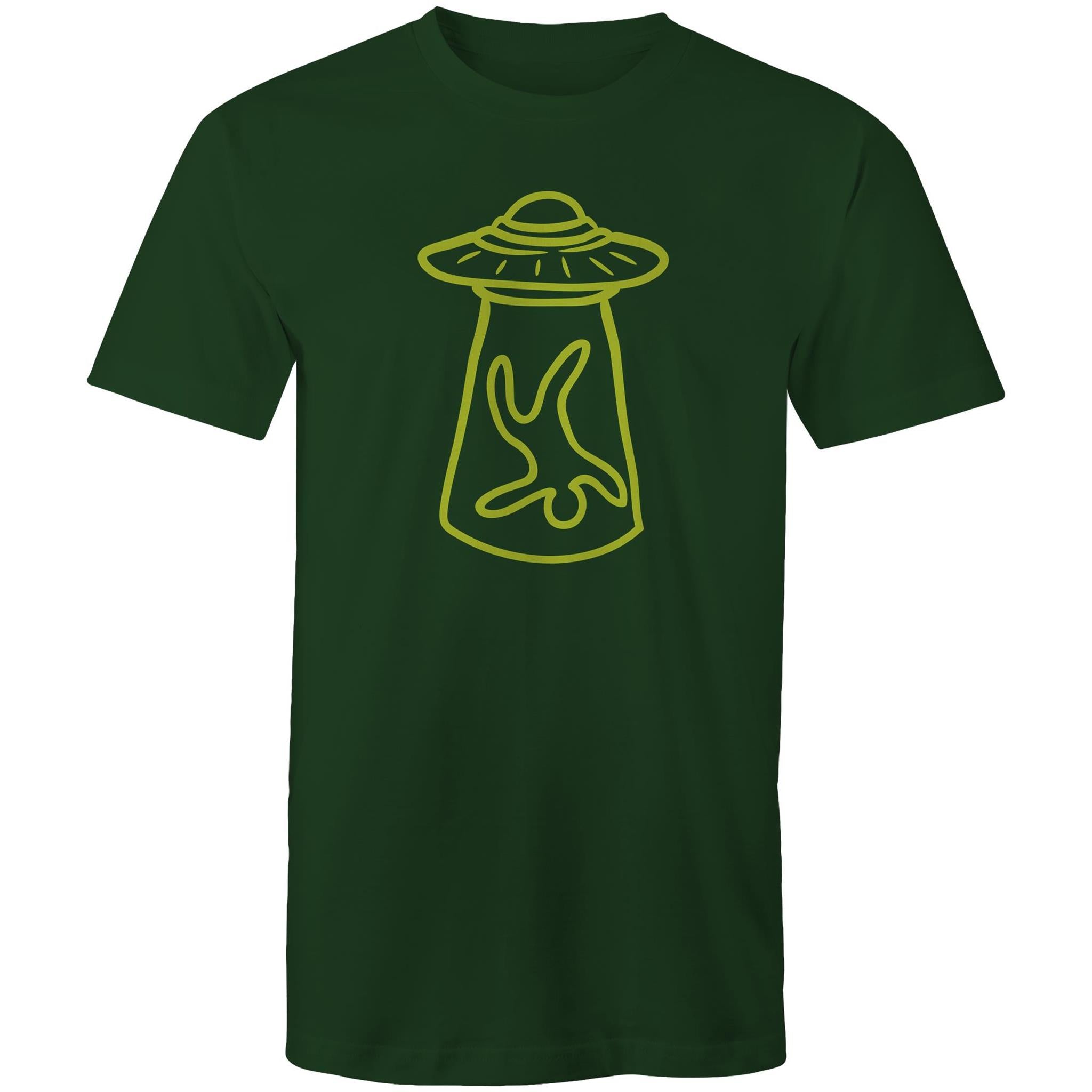 Alien Abduction - Mens T-Shirt Forest Green Mens T-shirt Printed In Australia Sci Fi