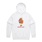 Beefcake, Gym Bull - Mens Hoodie White Mens Hoodie animal Fitness Printed In Australia
