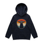 UFO, Retro Stripes - Kids Hoodie Navy Kids Hoodie Printed In Australia