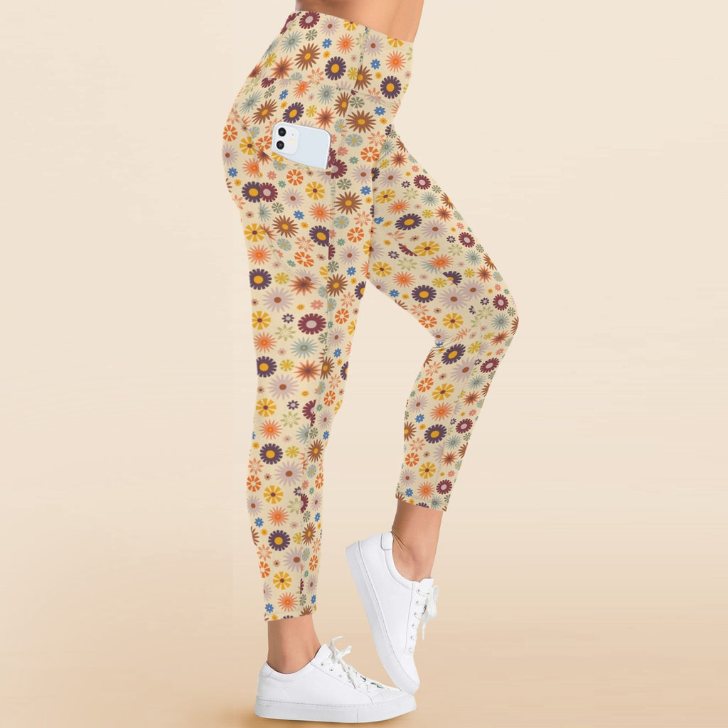 Abstract Floral Women's High Waist Pockets Yoga Leggings