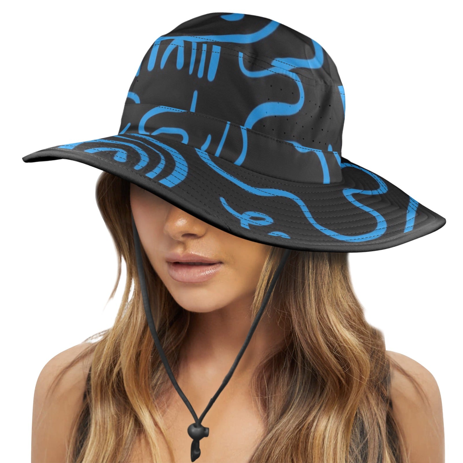 Blue Squiggle - Wide Brim Bucket Hat Wide Brim Bucket Hat Printed Offshore