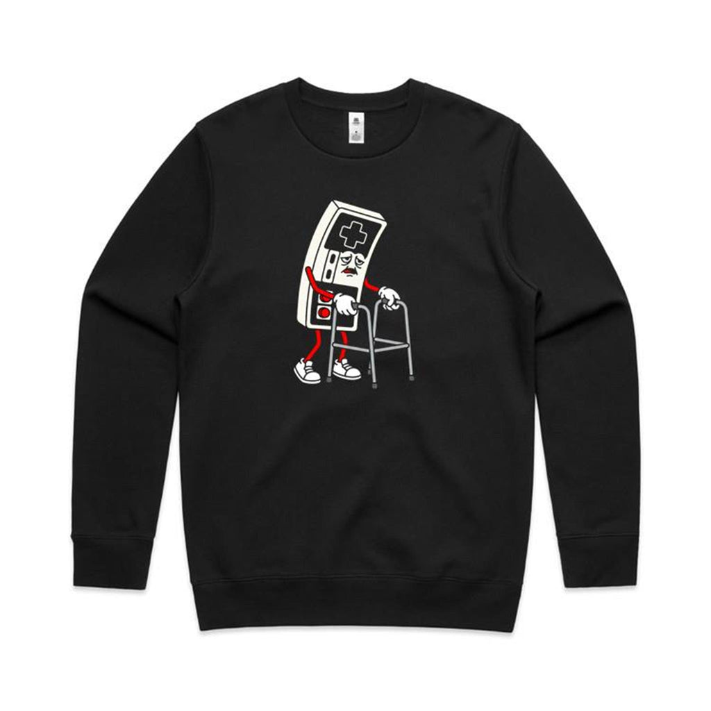 Retro Gamer AS Colour Stencil Crew Sweatshirt Unisex Black Sweatshirt Games Printed In Australia