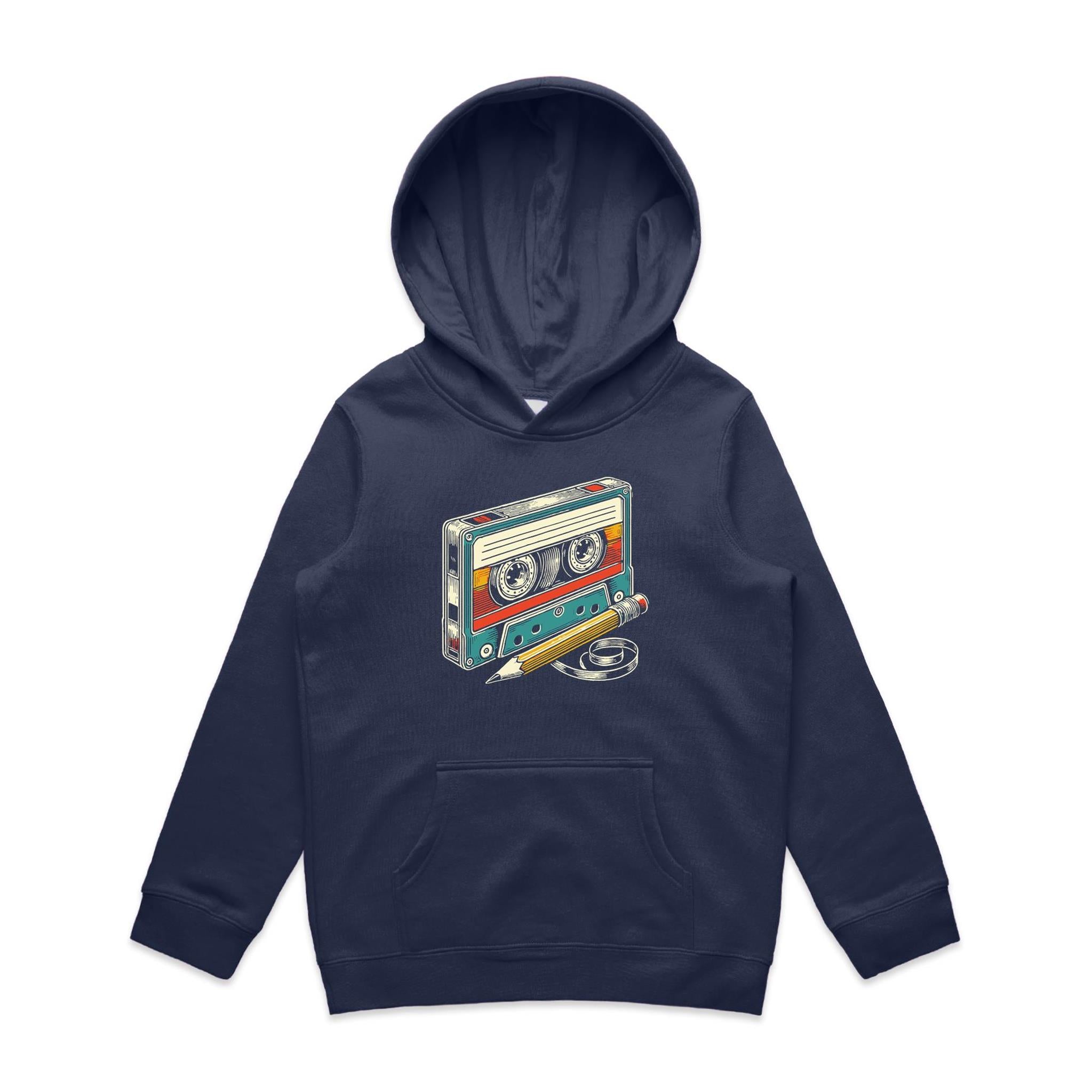 Cassette Tape And Pencil - Kids Hoodie